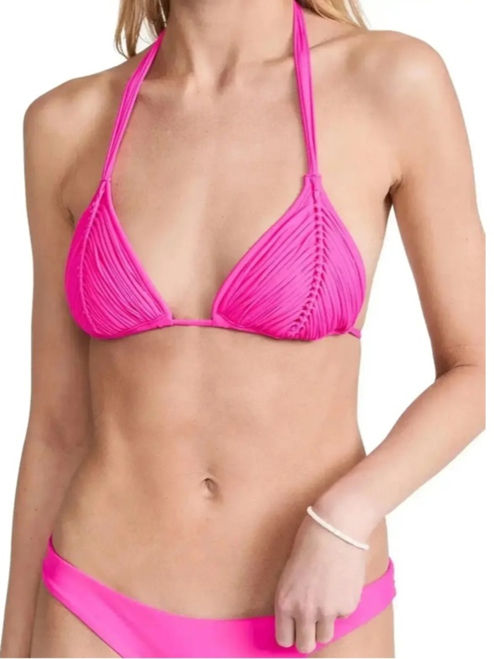 PQ Swim Isla Strappy Triangle Bikini Top Hot Pink NWT Size D